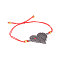 Bohemian Style Glass Seed Beaded Link Bracelets, Adjustable Polyester Cord Braided Bracelets for Women, Heart, Dark Gray