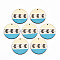 Printed Natural Poplar Wood Pendants, Laser Cut Wood Shapes, Flat Round with Chevron, Colorful, 49.5x3mm, Hole: 2mm