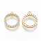 Brass Micro Pave Cubic Zirconia Charms, Ring, Nickel Free, Real 18K Gold Plated, 13x11x2mm, Hole: 1mm