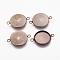Brass Cabochon Connector Settings, Plain Edge Bezel Cups, Flat Round, Antique Bronze, Tray: 14x1.5mm, 21.5x16x2.5mm, Hole: 1.5mm
