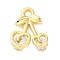 Brass Micro Pave Cubic Zirconia Charms, Cadmium Free & Nickel Free & Lead Free, Cherry, Real 18K Gold Plated, 11.5x9.5x3.5mm, Hole: 1.4mm