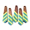 Epoxy Resin & Walnut Wood Pendants, Geometric Charms, Hexagon Tie, 49x12x3.5mm, Hole: 2mm