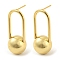 Oval with Ball Shape Rack Plating Brass Stud Earring, Long-Lasting Plated, Cadmium Free & Lead Free, Real 18K Gold Plated, 35x14mm