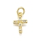 Brass Micro Pave Cubic Zirconia Pendants, Cross, Long-Lasting Plated, Lead Free & Cadmium Free, with Jump Ring, Real 18K Gold Plated, 12.5x8.5x2mm