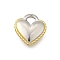 304 Stainless Steel Charms, Ion Plating(IP), Heart Charm, Golden & Stainless Steel Color, 12.5x12x3.5mm, Hole: 2.5x2.5mm