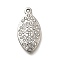 304 Stainless Steel Pendants, with Rhinestone, Eye, Stainless Steel Color, 26x13.5x2.5mm, Hole: 1.5mm