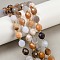Natural Chalcedony Beads Strands, Faceted, Oval, with Seed Beads, 9x10mm, Hole: 1.2mm, about 32pcs/strand, 15.75''(40cm)