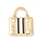 Brass Enamel Pendants, with Jump Rings, Real 18K Gold Plated, Cadmium Free & Lead Free, Long-Lasting Plated, Lock, White, 20x16x3mm, Hole: 7x6mm