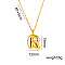 304 Stainless Steel Chunky Initial Pendant Necklaces, Real 18K Gold Plated, Letter R, 15.75 inch(40cm)