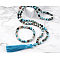 Natural Agate Round Beaded Pendant Necklaces & Bracelets Sets, 850mm & 180mm