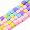 Handmade Polymer Clay Beads Strands,  Cube, Medium Purple, 6~6.5x6~6.5x6~6.5mm, Hole: 1.4mm, about 61pcs/strand, 15.75 inch~15.94 inch(40.5cm)