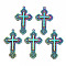 Rainbow Color Alloy Big Pendants, Cadmium Free & Lead Free, Cross, 54x33x3mm, Hole: 2mm