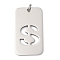 304 Stainless Steel Pendants, with Jump Ring, Rectangle with Hollow Letter Charm, Anti-Tarnish, Laser Cut, Letter S, 49.5x28x1.5mm, Hole: 6.5mm