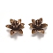 3D Brass Bead Caps, Flower, Multi-Petal, Antique Bronze, Tray: 5mm, 16x6.5mm, Hole: 0.8mm