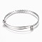 Tarnish Resistant Adjustable 304 Stainless Steel Expandable Bangle Making, Stainless Steel Color, 2-3/8 inch(60mm)