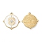 PVD Vacuum Plating 201 Stainless Steel Enamel Pendants, with Rhinestones, Real 18K Gold Plated, Flat Round Charm, Crystal, 24.5x23x2.5mm, Hole: 1.4mm