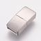 Tarnish Resistant 304 Stainless Steel Magnetic Clasps with Glue-in Ends, Rectangle, Frosted, Stainless Steel Color, 21x10x5mm, Hole: 3x8mm