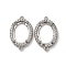 Oval Brass Micro Pave Clear Cubic Zirconia Connector Cabochons Settings, Long-Lasting Plated, Rack Plating, Lead Free & Cadmium Free, Platinum, 21x13.5x4mm, Hole: 1mm, Inner Diameter: 14x10mm