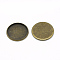 Iron Plain Edge Bezel Cups, Cabochon Settings, Flat Round, Antique Bronze, Tray: 20mm, 22x2mm