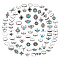 85Pcs 85 Style Rhombus & Crown & Heart & Moon & Flower Rhinestone Open Cuff Rings Set with Imitation Turquoise Beaded, Alloy Finger Rings for Women, Antique Silver, Inner Diameter: 14~19mm, 1Pc/style