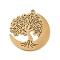 304 Stainless Steel Pendants, Moon with Tree of Life Charm, Laser Cut, Ion Plating(IP), Real 18K Gold Plated, 33.5x31x1.5mm, Hole: 1.8mm