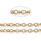 3.28 Feet Brass Textured Cable Chains, Soldered, Oval, Long-Lasting Plated, Real 18K Gold Plated, 2.5x3.5x0.4mm