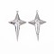 Brass Micro Pave Clear Cubic Zirconia Pendants, Nickel Free, Star, Real Platinum Plated, 30x17.5x5.5mm, Hole: 1mm