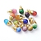 Cat Eye Pendants, with Golden Plated Brass Findings, Teardrop, Mixed Color, 23.5x11.5mm, Hole: 1.7mm