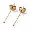 Ion Plating(IP) 304 Stainless Steel Flat Head Pins, with Ear Nuts, Real 18K Gold Plated, 20x0.6mm, Head: 1.4mm