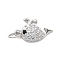 925 Sterling Silver Micro Pave Clear Cubic Zirconia Charms, with 925 Stamp and Jump Rings, Silver Color Plated, Whale, 8.5x13.5x2.5mm, Hole: 4mm