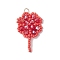 Handmade Glass Seed Beaded Clover Pendants, with 304 Stainless Steel Jump Rings Loop & Glass, Faceted, Light Coral, 30x28x5mm, Hole: 3mm
