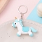 PVC Plastic Keychain, Cartoon Unicorn, Aquamarine, Pendant: 4.8x6.3cm