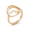 Ion Plating(IP) 201 Stainless Steel Hollow Out Africa Map Adjustable Ring for Women, Real 18K Gold Plated, US Size 6(16.5mm)