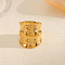 Texture Stainless Steel Open Cuff Rings for Women, Nuggets, Real 18K Gold Plated, 25mm