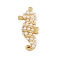 Sea Horse Brass ABS Imitation Pearl Pendants, Rack Plating, Long-Lasting Plated, Cadmium Free & Lead Free, Real 18K Gold Plated, 32x14x6mm, Hole: 1.2mm