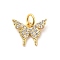 Rack Plating Brass Micro Pave Cubic Zirconia Charms, Lead Free & Cadmium Free, Long-Lasting Plated, Butterfly, Real 18K Gold Plated, 10x13x1.5mm, jump ring: 5x0.8mm, 3.5mm inner diameter
