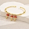 Cute and Sweet Brass Enamel Cuff Bangles, Charm Bangles for Women, Mushroom, Inner Diameter: 2-3/8 inch(6cm)