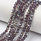 Electroplate Glass Beads Strands, Half Plated, Rainbow Plated, Faceted, Rondelle, DarkSlate Blue, 4x3mm, Hole: 0.4mm, about 109~113pcs/strand, 38~39cm