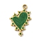 304 Stainless Steel Enamel Pendants, Laser Cut, Heart Charm, Real 18K Gold Plated, Green, 17x11.5x1.5mm, Hole: 1.5mm