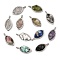 Natural Mixed Stone Chip 304 Stainless Steel Horse Eye Pendants, Cadmium Free & Lead Free, Long-Lasting Plated, Mixed Dyed and Undyed, Stainless Steel Color, 15.5x7.5x5~7mm, Hole: 1.8mm