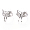 Non-Tarnish 304 Stainless Steel Open Cuff Rings, Butterfly, Stainless Steel Color, US Size 7 1/4(17.5mm)