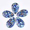 Assembled Synthetic Imperial Jasper and Natural Lapis Lazuli Pendants, Dyed, teardrop, Blue, 48x30~30.5x7mm, Hole: 1.4mm