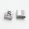 Tarnish Resistant Letter Style 201 Stainless Steel Square Slide Charms, Letter.S, 9x8x4mm, Hole: 8x3mm