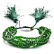 Faceted Glass Braided Bead Bracelets, Adjustable Tassel Woven Multi-strand Bracelets for Women, Green