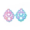 201 Stainless Steel Pendants, Hollow, Flower, Rainbow Color, 41x32.5x0.2mm, Hole: 1.5mm