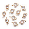 Brass Micro Pave Clear Cubic Zirconia Links Connectors, Long-Lasting Plated, Cadmium Free & Lead Free, Flat Round, Light Gold, 12x6x3.5mm, Hole: 1.6~2mm