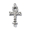 304 Stainless Steel Crystal Rhinestone Connector Charms, Ankh Cross Links, Stainless Steel Color, 20x10x2mm, Hole: 1.6mm