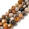 Natural Fossil Coral Beads Strands, Star Cut Round Beads, Faceted, 8x7.5~8mm, Hole: 1mm, about 50~51pcs/strand, 15.55''~15.55''(39.5~40cm)