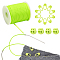 1Roll Hollow Pipe PVC Tubular Synthetic Rubber Cord, with 4Pcs Plastic Cord Locks, 30Pcs Eco-Friendly ABS Plastic Knitting and 1Pc Organza Gift Bags, Green Yellow, 3~22mm, Hole: 1.5~5.5mm