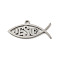 Non-Tarnish 304 Stainless Steel Pendants, Laser Cut, Jesus Fish Charm, Stainless Steel Color, 13x29x1.5mm, Hole: 2mm